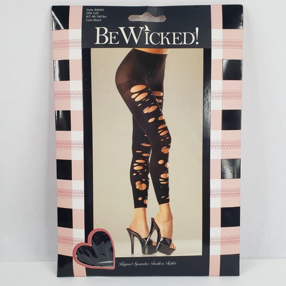 Ripped Spandex Footless Tights Be Wicked One Size New Old Stock BW695